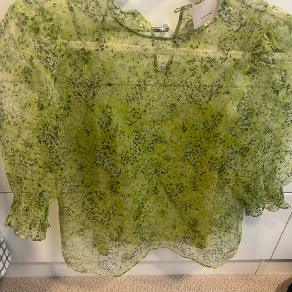 Floral Green Sheer Blouse